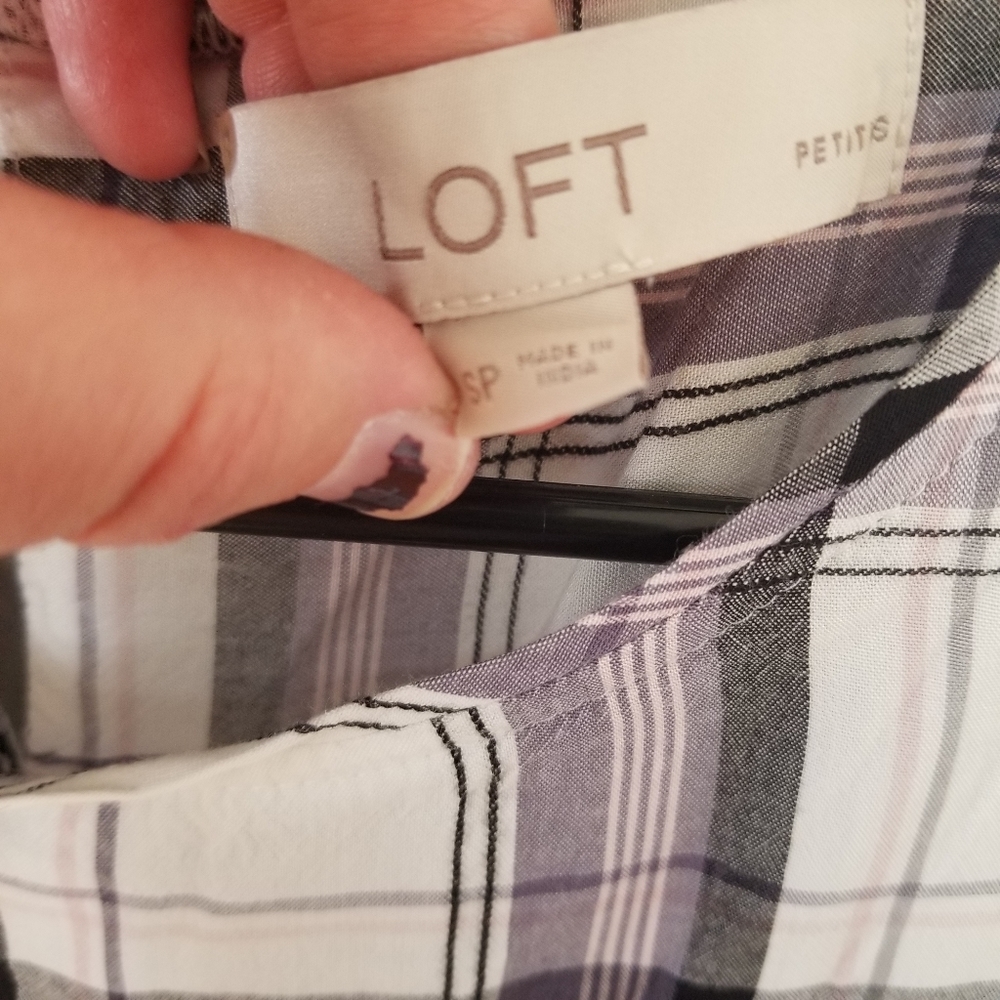 Loft plaid loose fitting 3/4 sleeves top - Picture 4 of 7